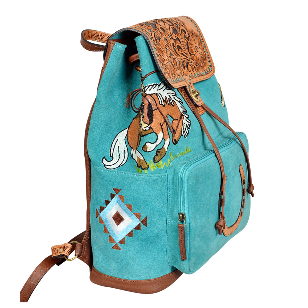 ADBGA941 American Darling Harness Suede Genuine Leather Hand Tooled Backpack