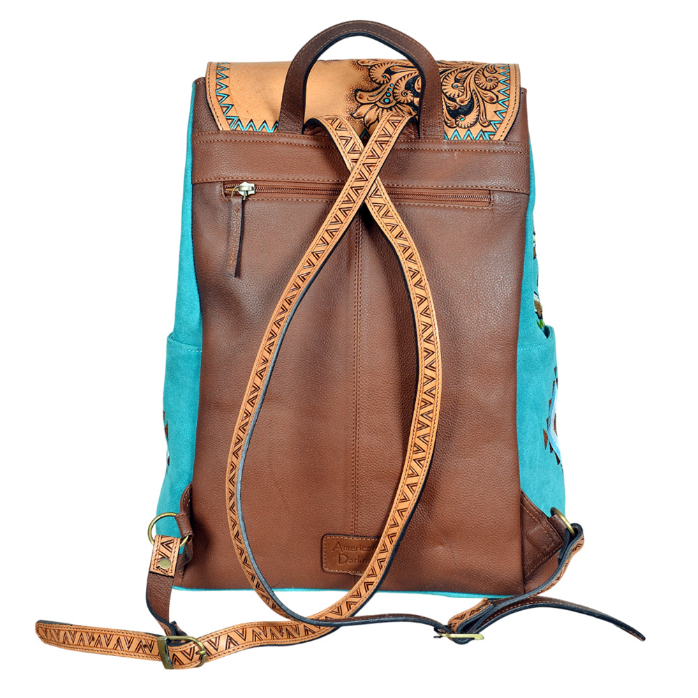 ADBGA941 American Darling Harness Suede Genuine Leather Hand Tooled Backpack