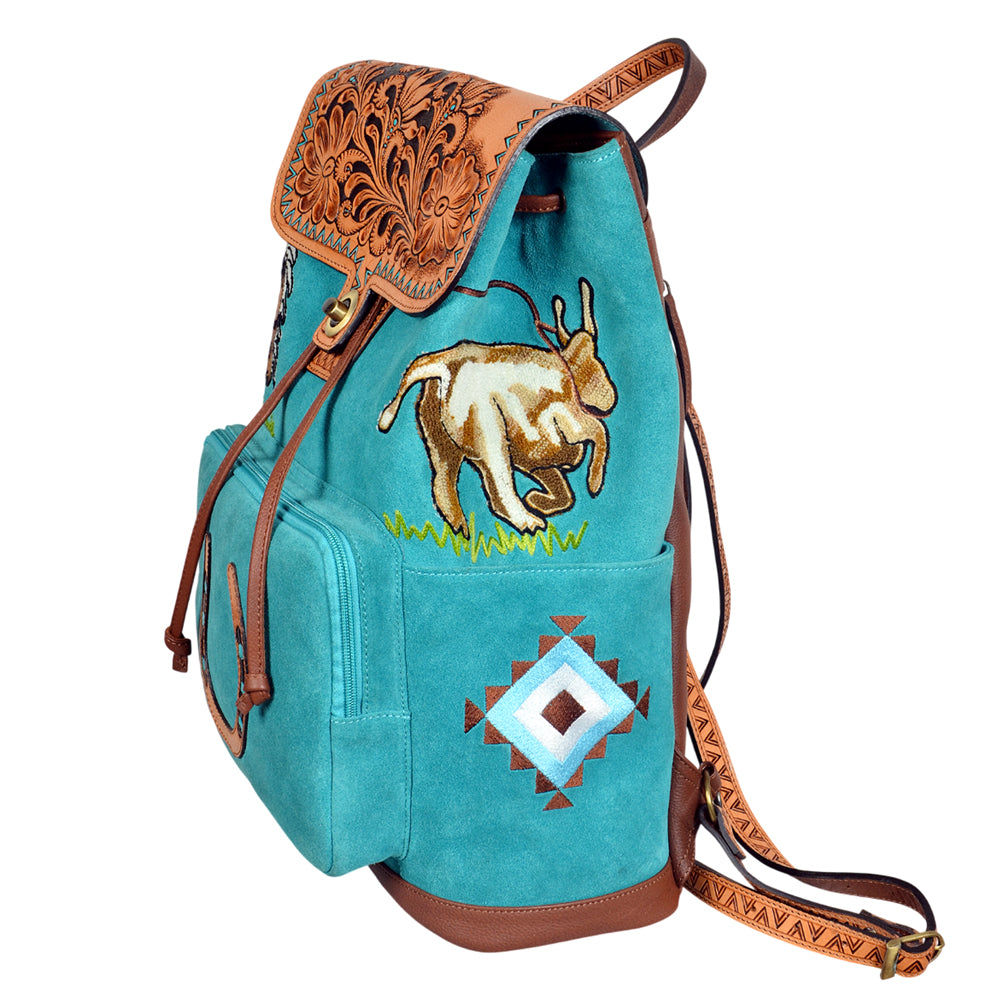 ADBGA941 American Darling Harness Suede Genuine Leather Hand Tooled Backpack