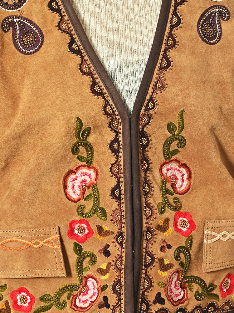 ADJKT078 American Darling Western Suede Apparel - Handcrafted Embroidered Luxe Vest