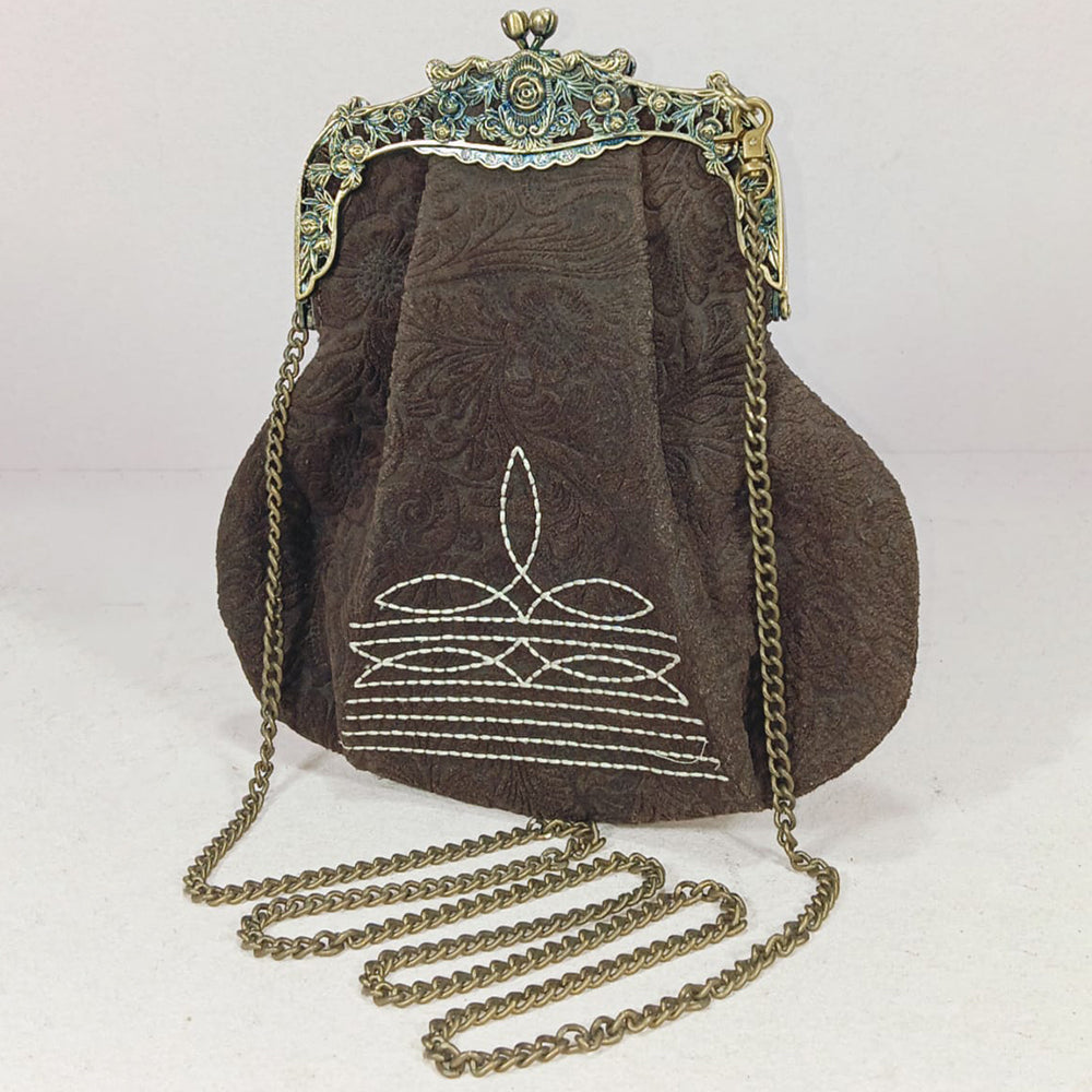 ADBG1854 American Darling Vintage Floral Embossed Leather Frame Crossbody Bag