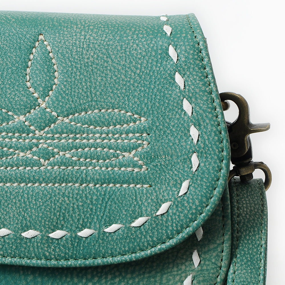ADBGM592 Western Stitch Leather Crossbody - Cowgirl Saddle Purse