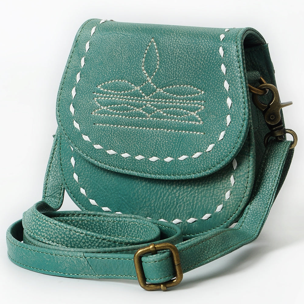 ADBGM592 Western Stitch Leather Crossbody - Cowgirl Saddle Purse