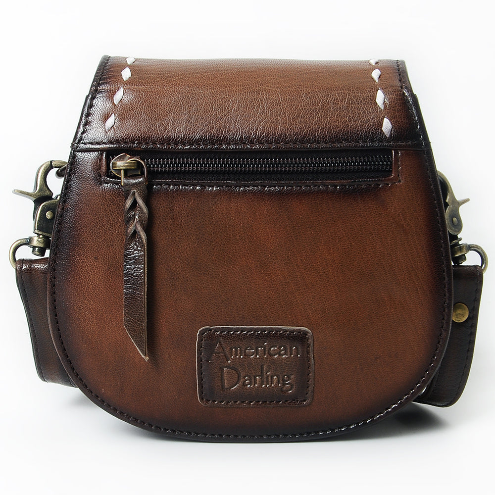 ADBGM592 Western Stitch Leather Crossbody - Cowgirl Saddle Purse