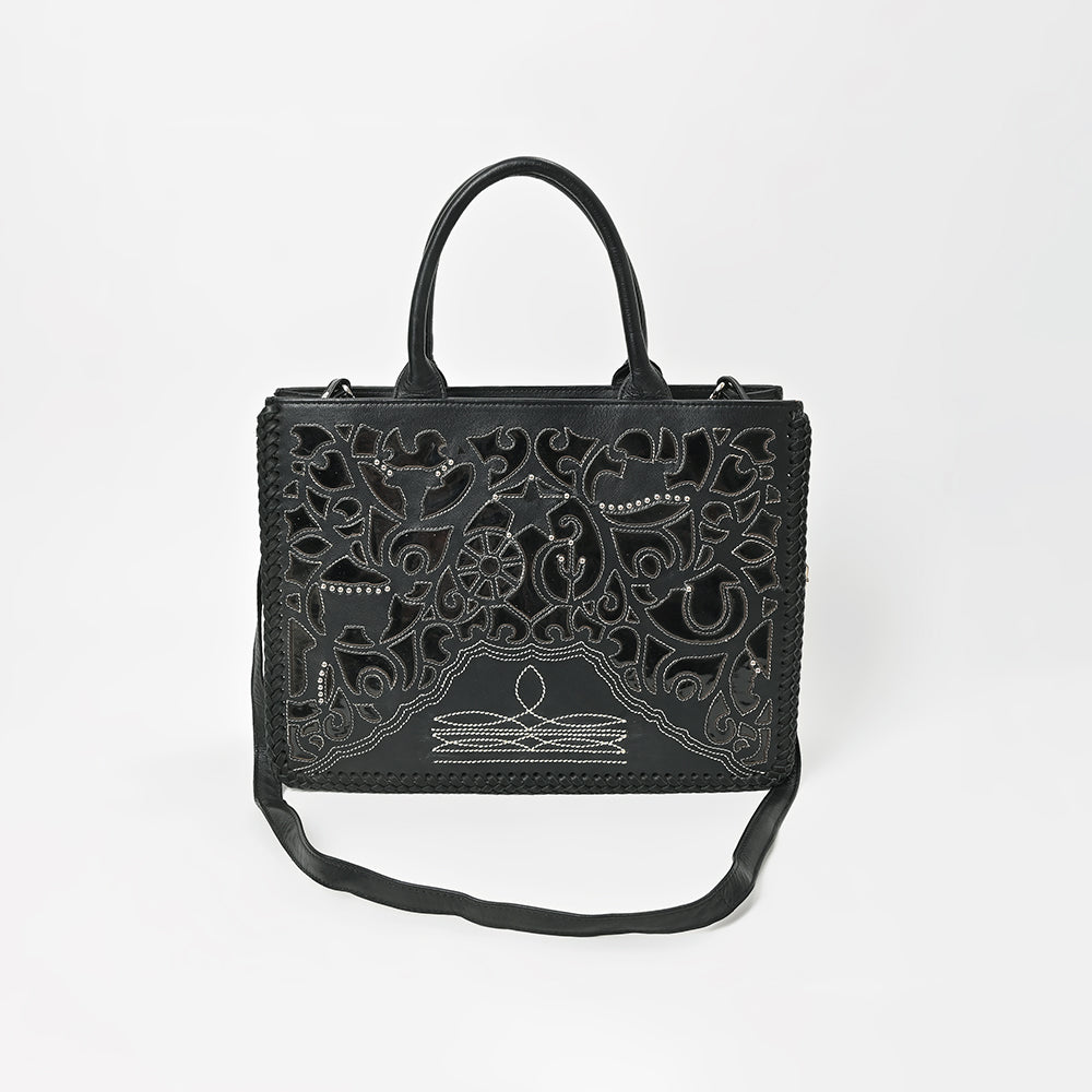 ADBGM830 American Darling Leather Western Laser Cut Studded Tote Bag