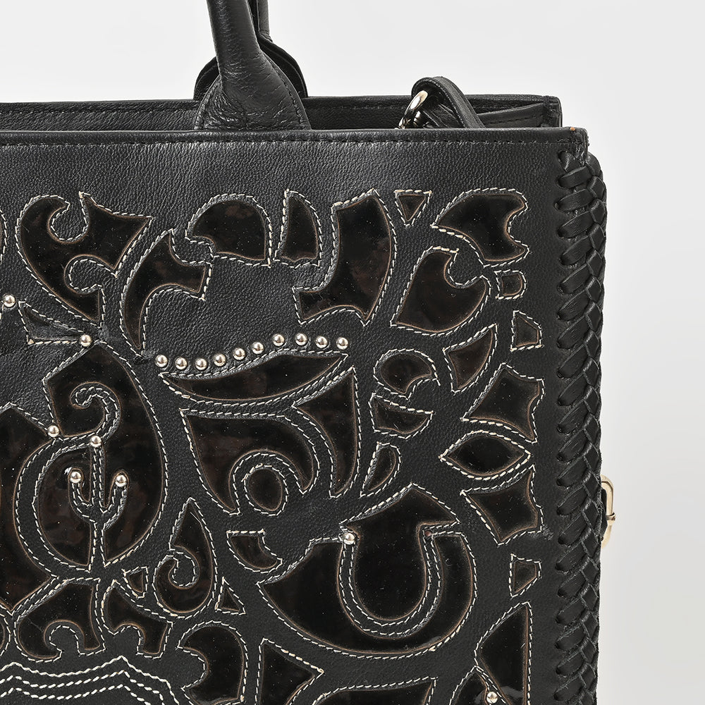 ADBGM830 American Darling Leather Western Laser Cut Studded Tote Bag