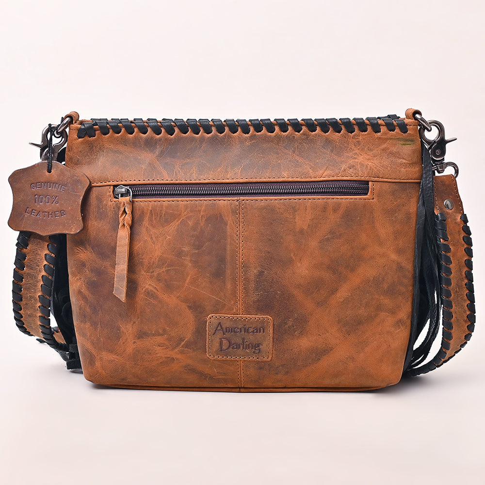 ADBGM831 American Darling Quilted Western Leather Cross body Bag with Fringes and Rivets