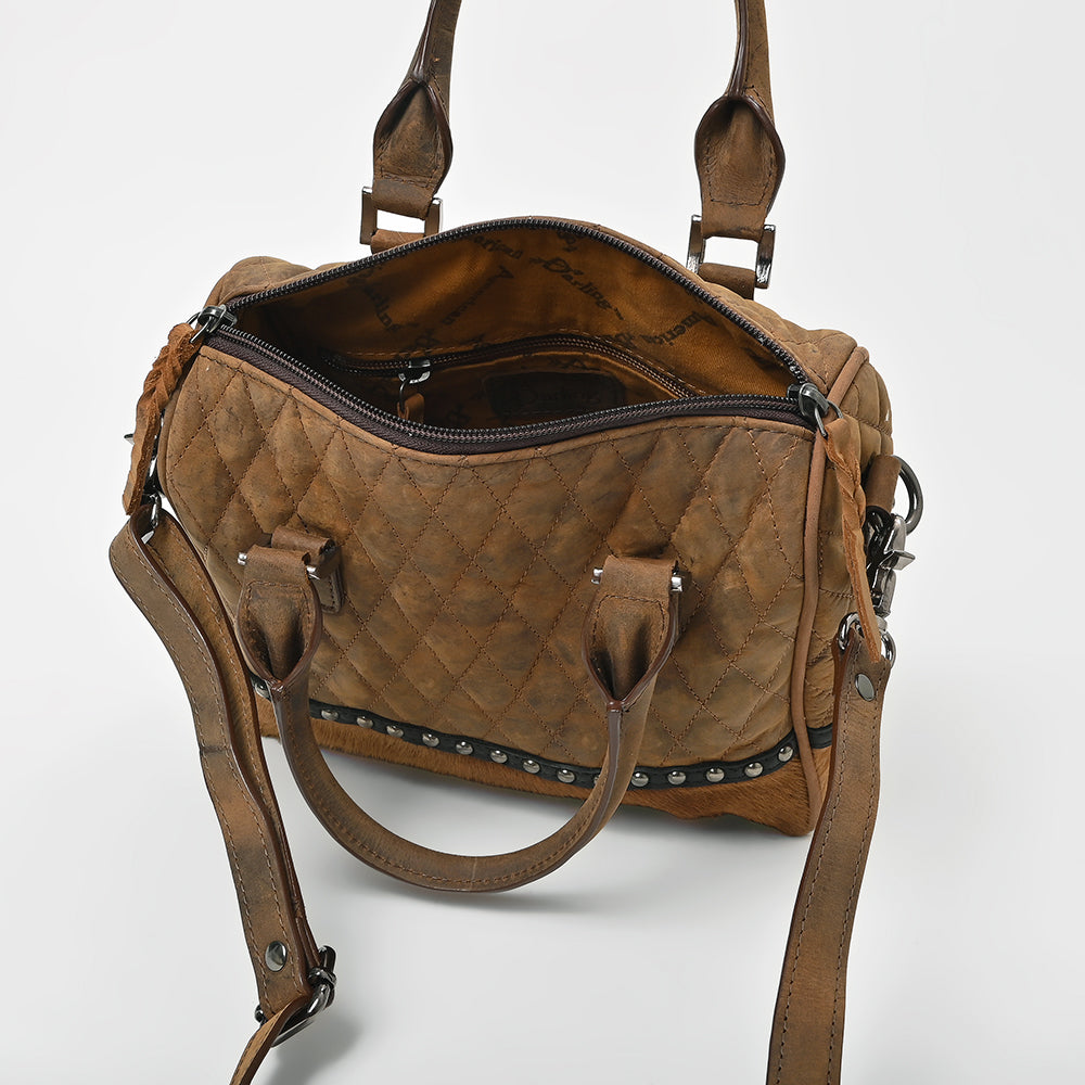 ADBGM832 American Darling Hairon & Quilted Leather Studded Speedy Bag