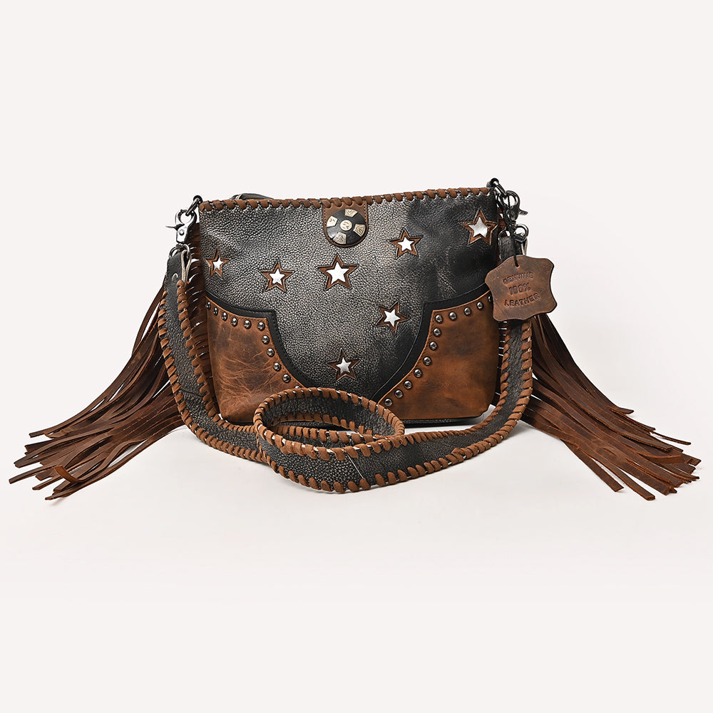 ADBGM833 American Darling Western Leather Cross body Bag with Rivets and Concho Detail