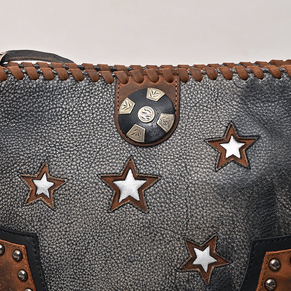 ADBGM833 American Darling Western Leather Cross body Bag with Rivets and Concho Detail
