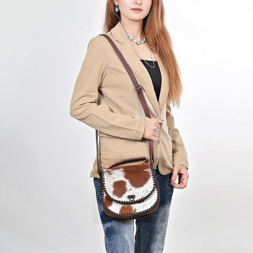ADBG1221 American Darling Genuine Hair-On Cowhide Leather Western Crossbody Bag