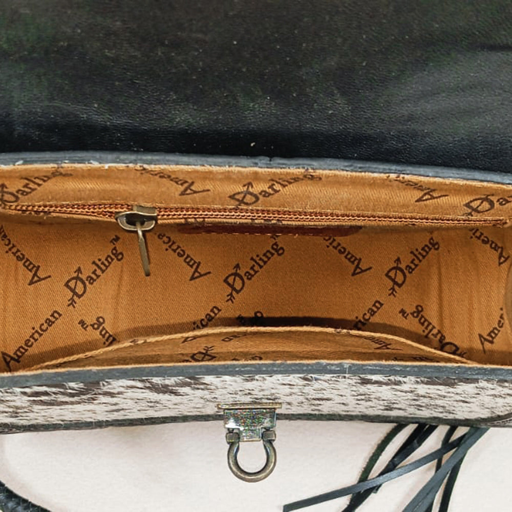 ADBG1871 Crossbody Hand Tooled Hair on Genuine Leather Women Bag