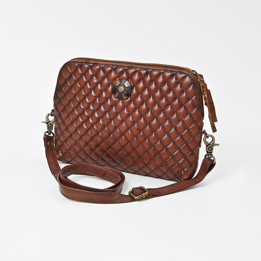 ADBGM841 American Darling Quilted Leather Crossbody Bag with Concho
