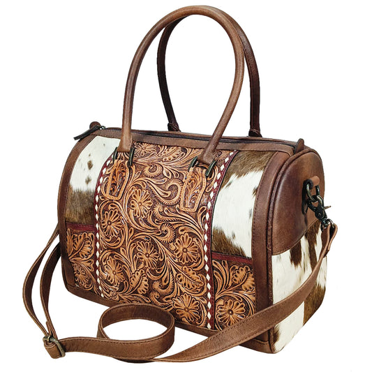 ADBG1878 Tote Hand Tooled Hair on  Genuine Leather Women Bag
