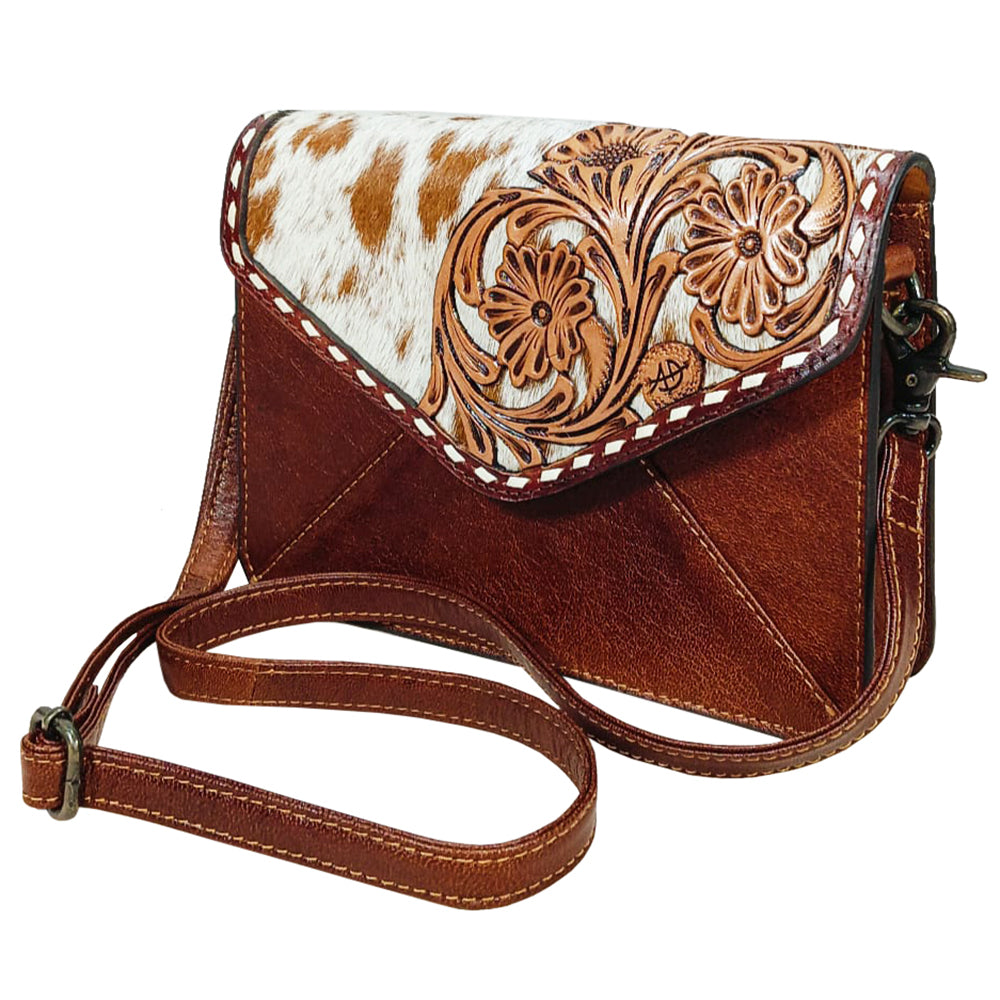 ADBG1881 Envelope Hand Tooled Hair on  Genuine Leather Women Bag