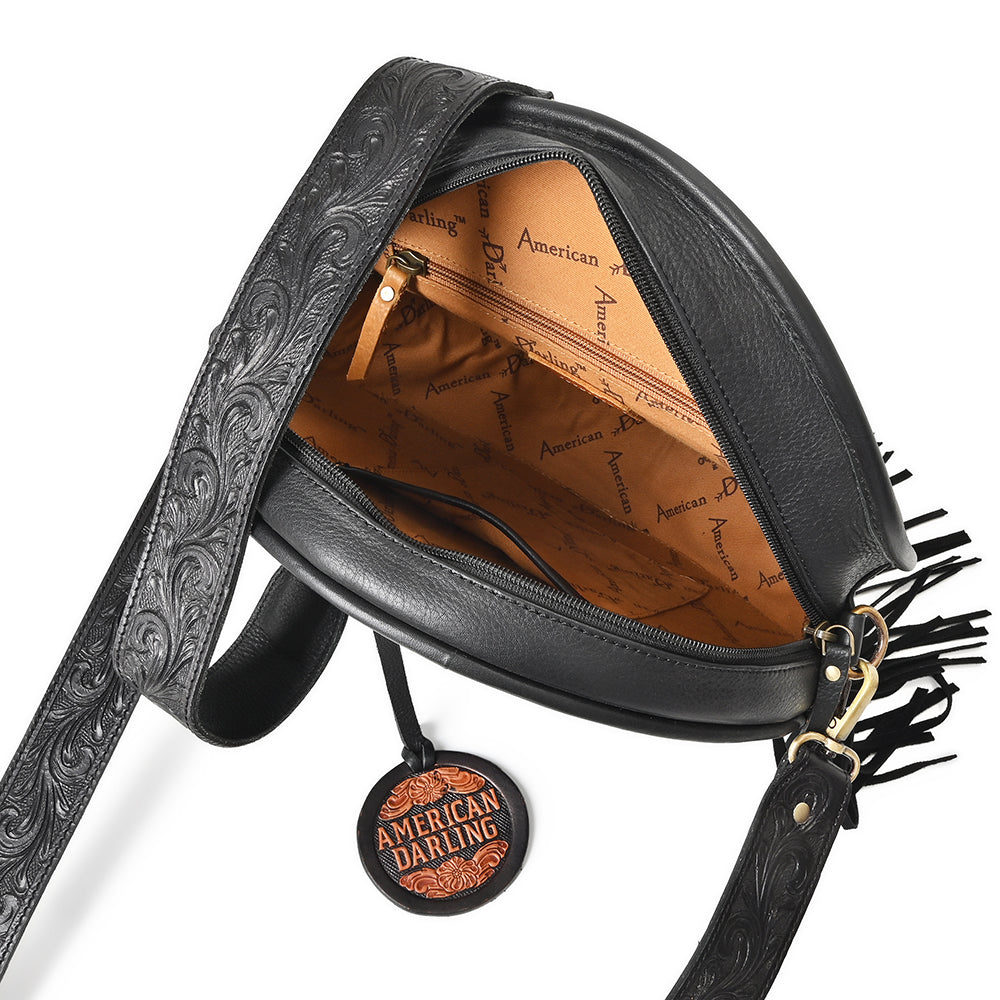 ADBGA976 Canteen Hand Tooled Hair on Genuine Leather Women Bag