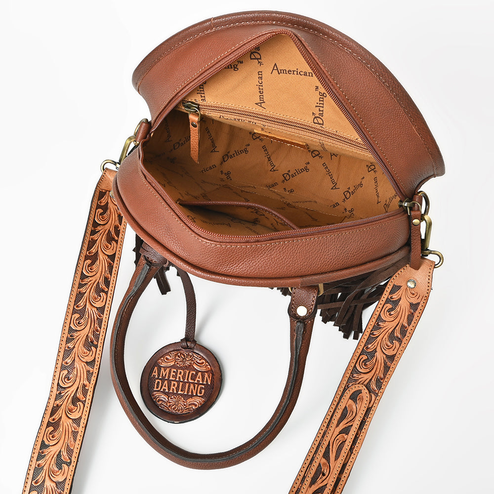 ADBGA977 Canteen Hand Tooled Hair on Genuine Leather Women Bag