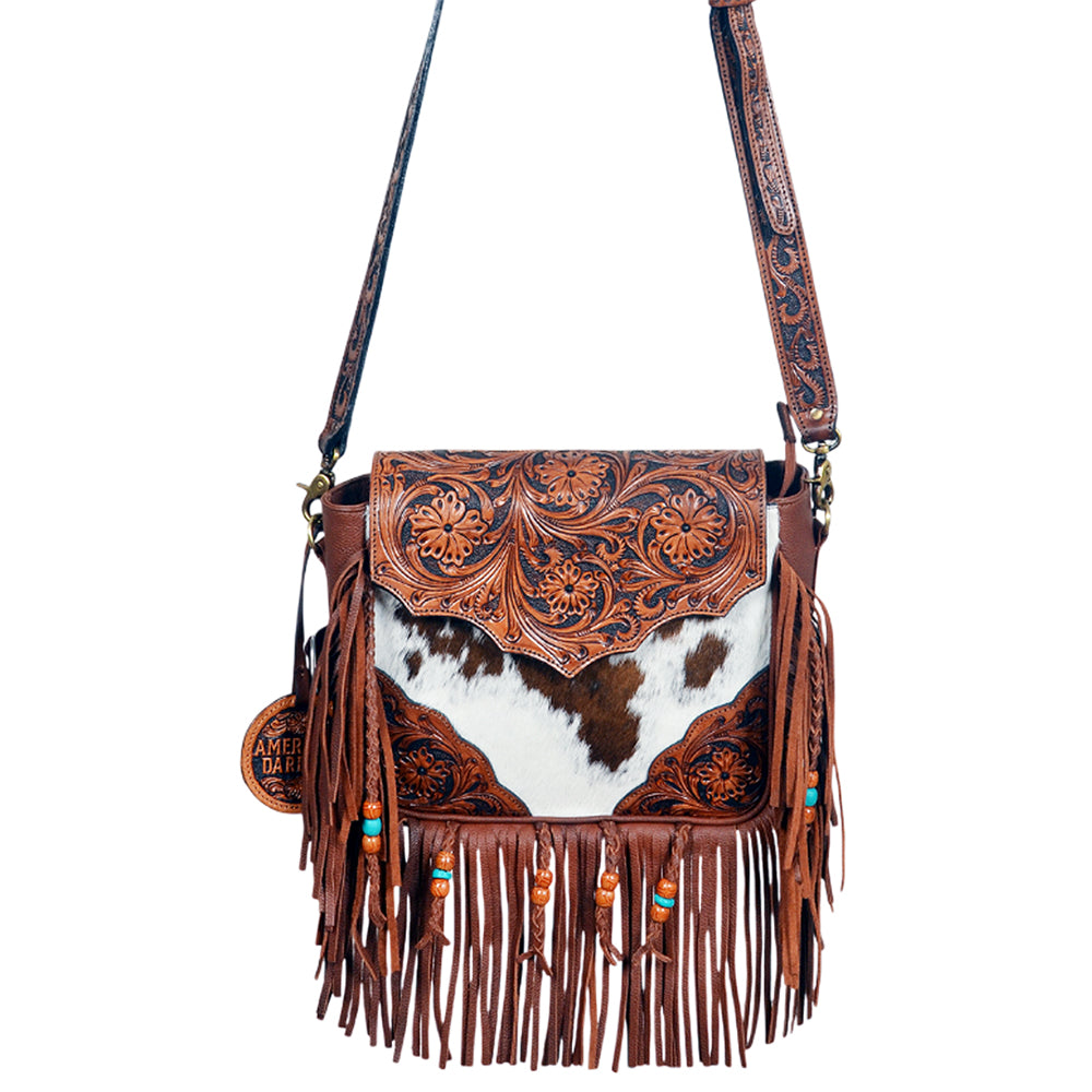 ADBGA978 Crossbody Hair on Hand Tooled Genuine Leather Women Bag
