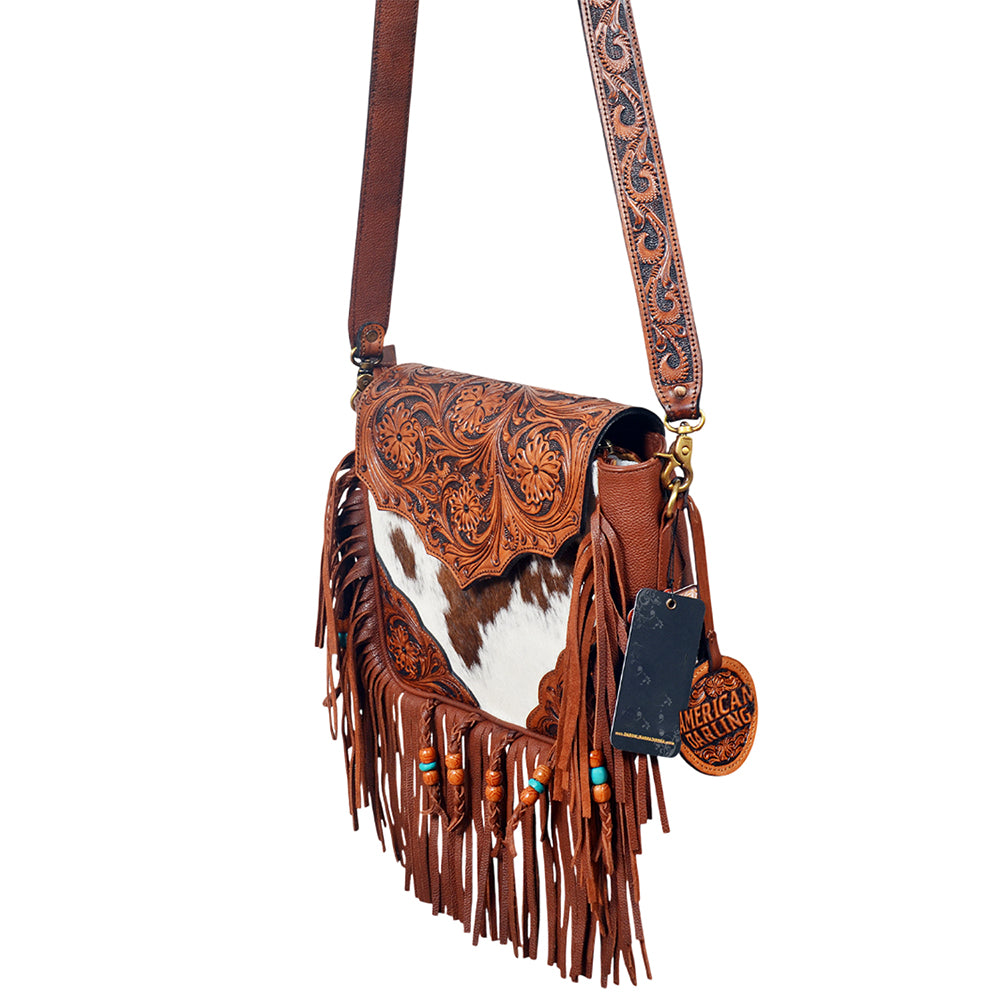 ADBGA978 Crossbody Hair on Hand Tooled Genuine Leather Women Bag