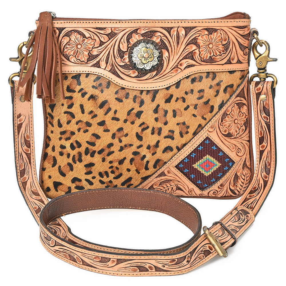 ADBGA981 Crossbody Hand Tooled Hair on Genuine Leather Women Bag