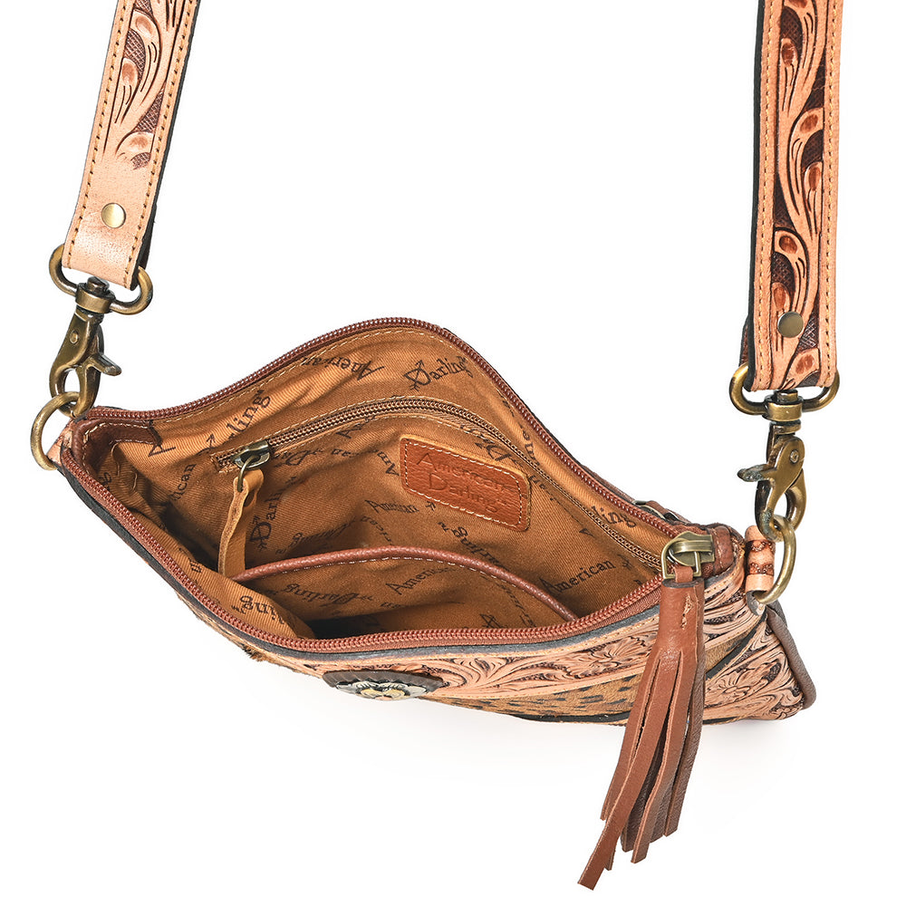 ADBGA981 Crossbody Hand Tooled Hair on Genuine Leather Women Bag