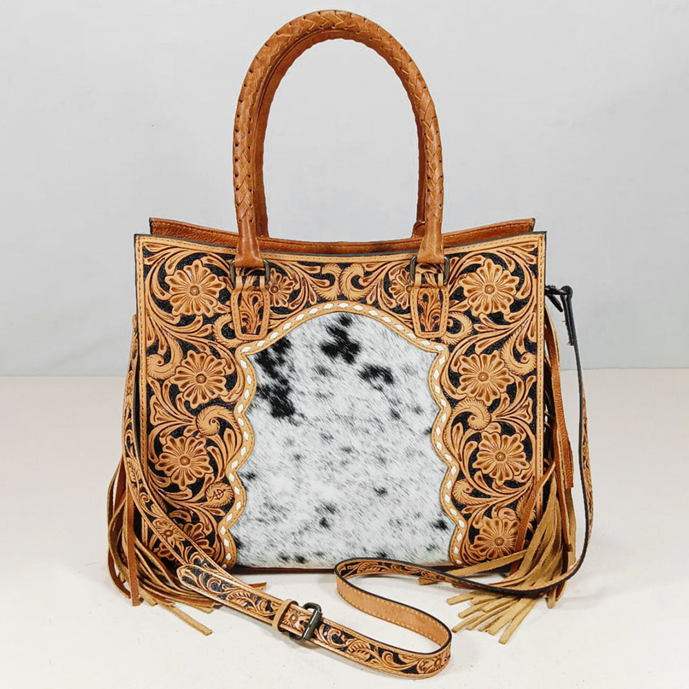 ADBG1889 Tote Hand Tooled Hair on Genuine Leather Women Bag