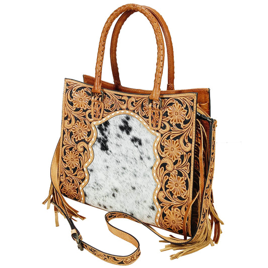 ADBG1889 Tote Hand Tooled Hair on Genuine Leather Women Bag