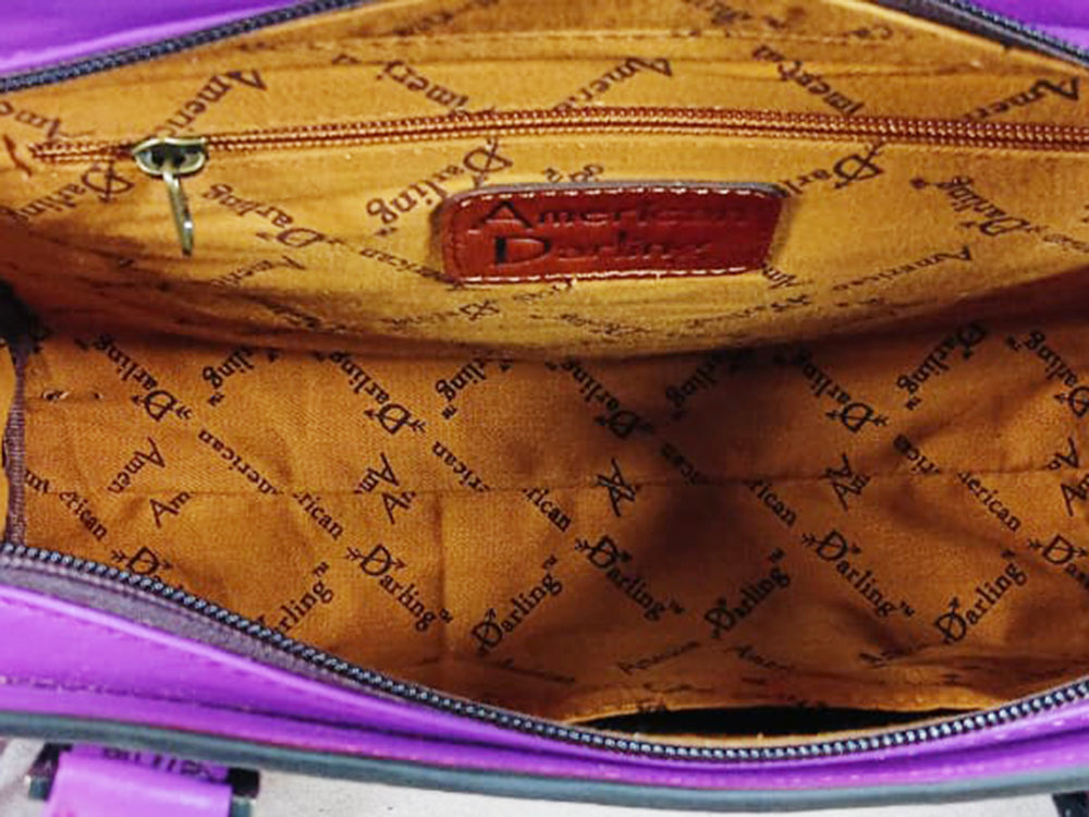 ADBG1889 Tote Pink Hand Tooled Hair on Genuine Leather Women Bag