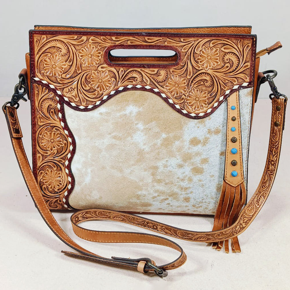 ADBG1890 Clutch Hand Tooled Hair on Genuine Leather Women Bag