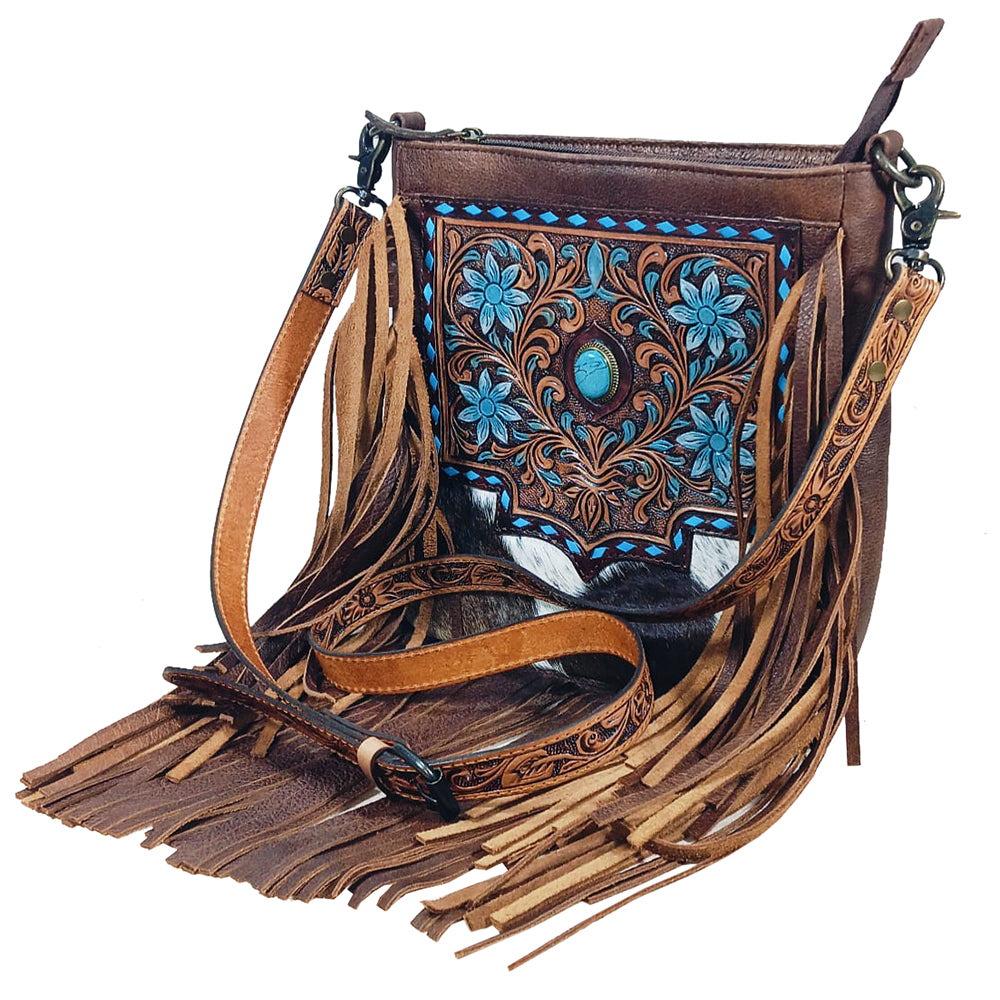 ADBG1891 Crossbody Hand Tooled Hair on Genuine Leather Women Bag