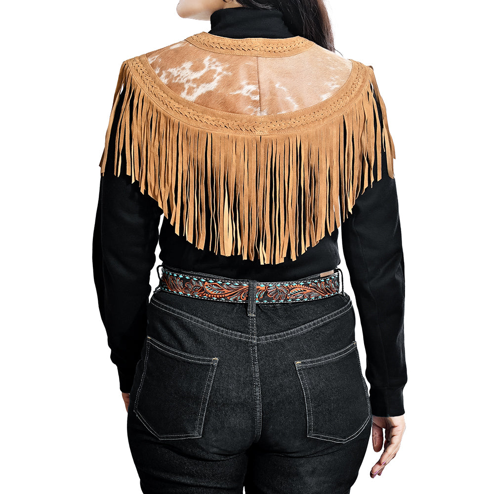 ADJKT095 American Darling Western Leather Apparel - Handcrafted Hair On & Braided Luxe Cape