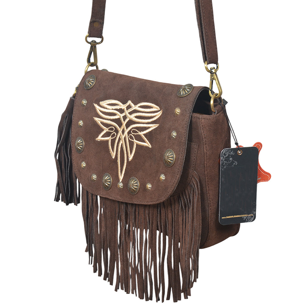 ADBGA836 Crossbody Genuine suede Genuine Leather women bag western Bag