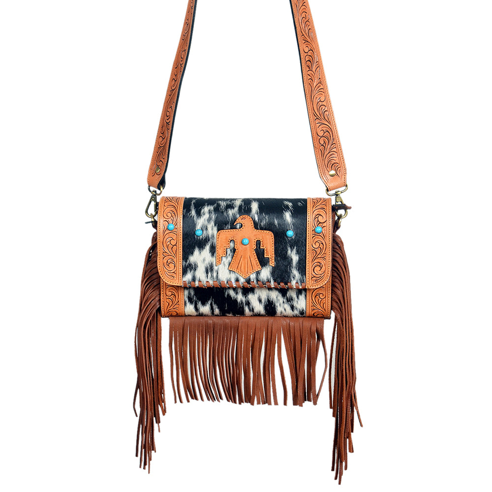 ADBGA1000 Crossbody Hair on Hand Tooled Genuine Leather Women Bag
