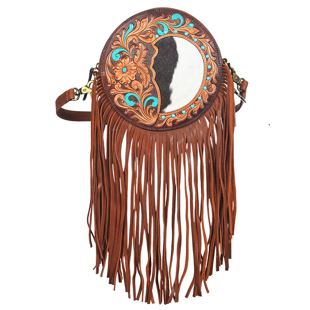 ADBGA1008 Canteen Hand Tooled Hair on Genuine Leather Women Bag