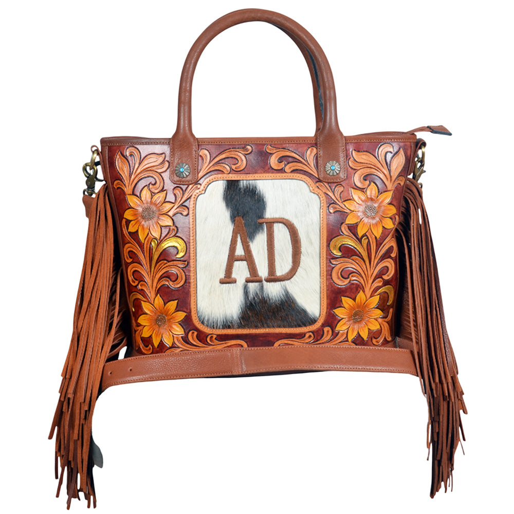 ADBGA1015 Tote Hair On Hand Tooled Genuine Leather Women Bag