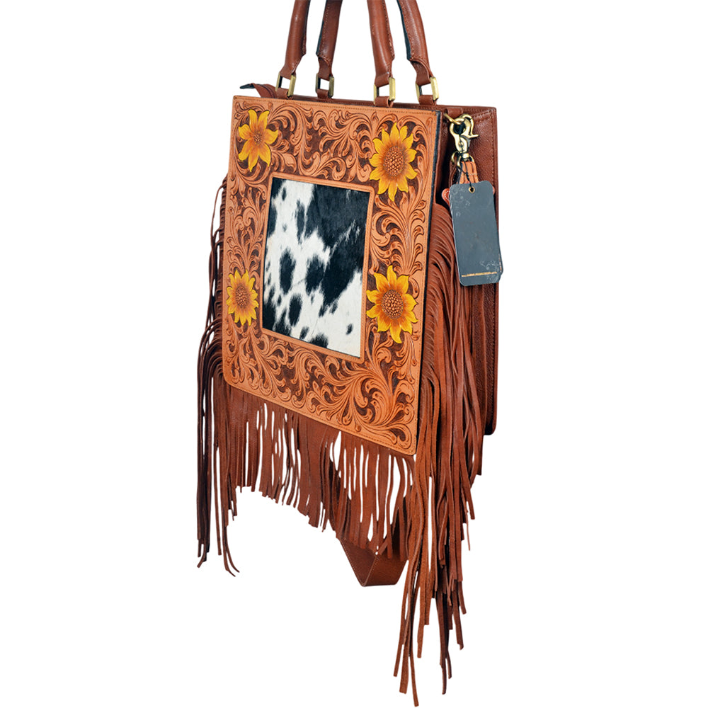 ADBGA1016 Tote Hair On Hand Tooled Genuine Leather Women Bag