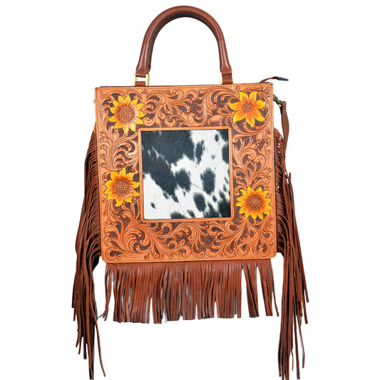 ADBGA1016 Tote Hair On Hand Tooled Genuine Leather Women Bag