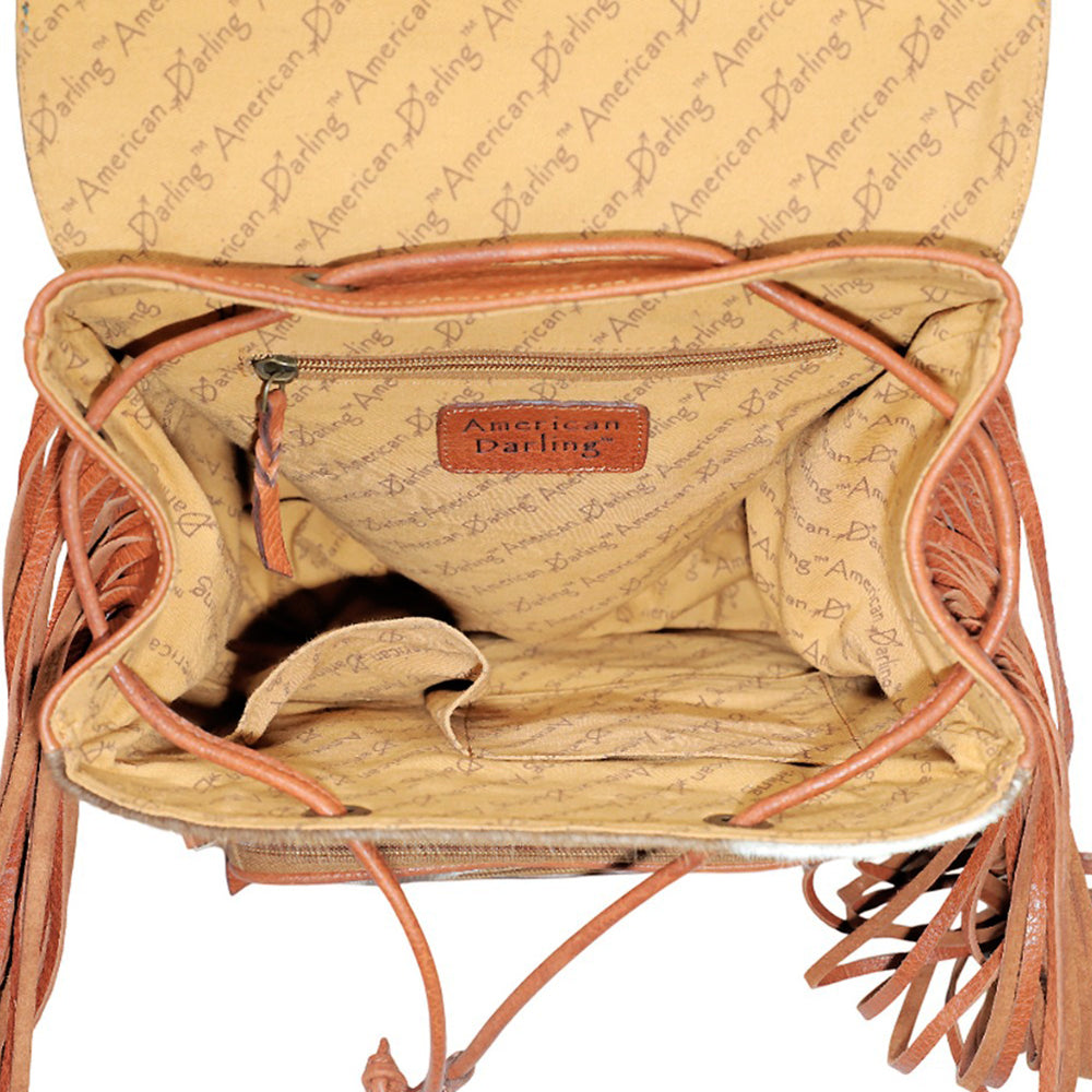 ADBGZ939 Backpack Hand Tooled Hair on Genuine Leather Women Bag