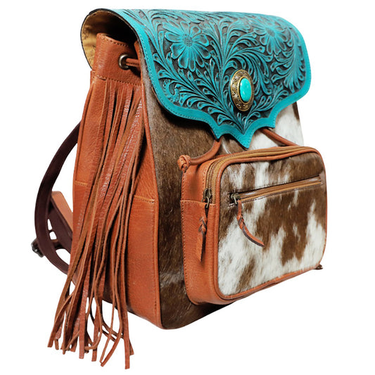 ADBGZ939 Backpack Hand Tooled Hair on Genuine Leather Women Bag