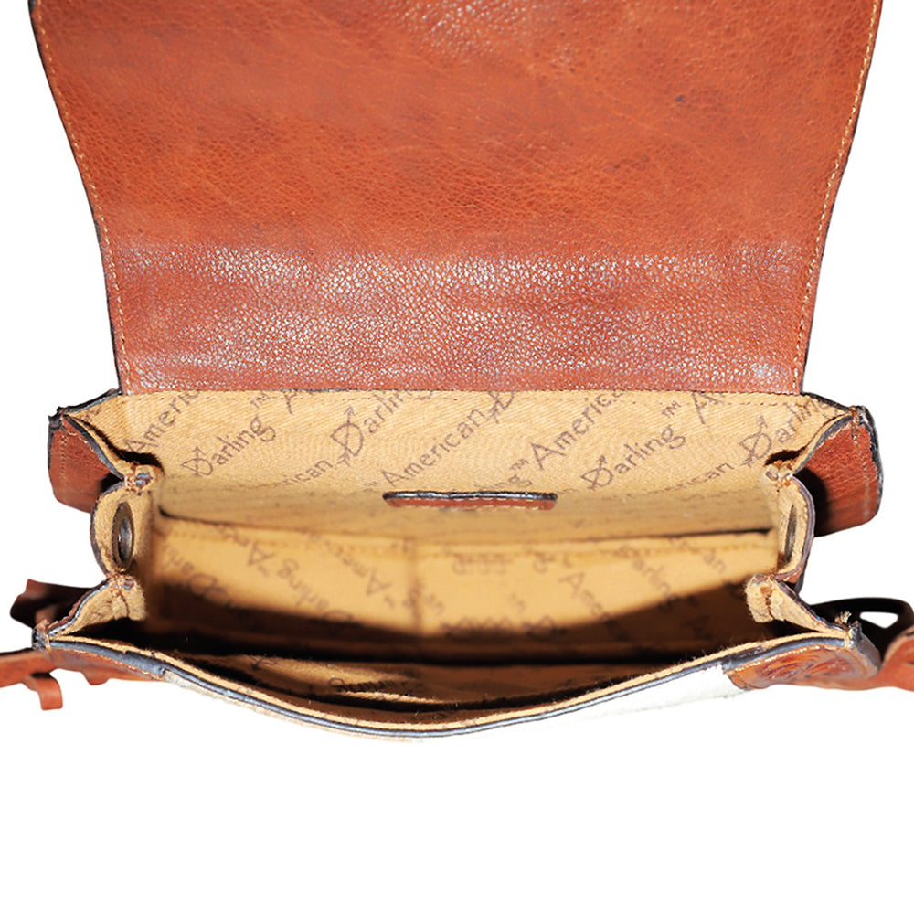 ADBGZ943 Crossbody Hair on Hand Tooled Genuine Leather Women Bag