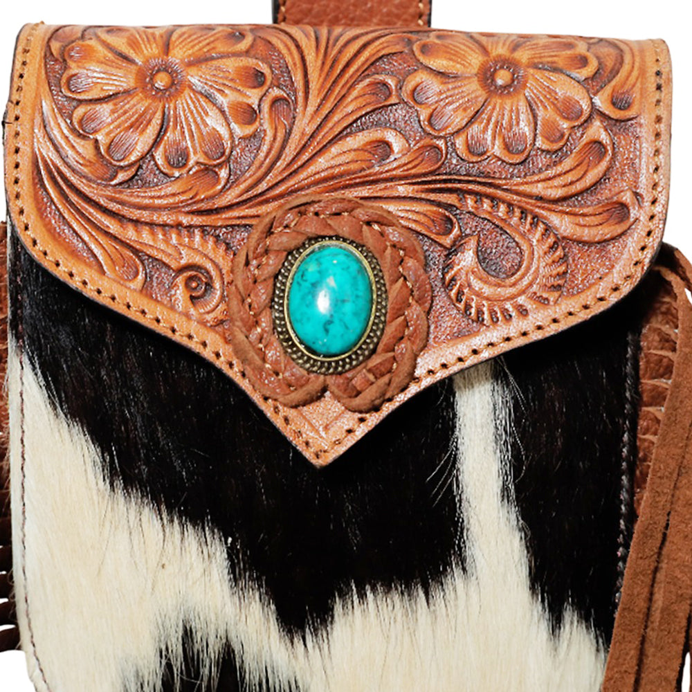 ADBGZ944 Crossbody Hand Tooled Hair on Genuine Leather Women Bag