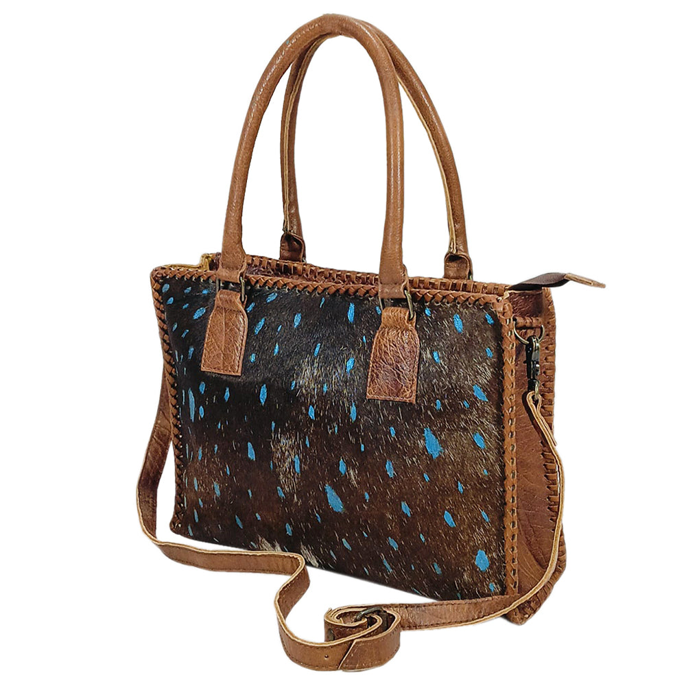 GIBGX1533 American Darling Western Leather Tote Bag Cowhide Handcrafted Braided Shoulder Bag
