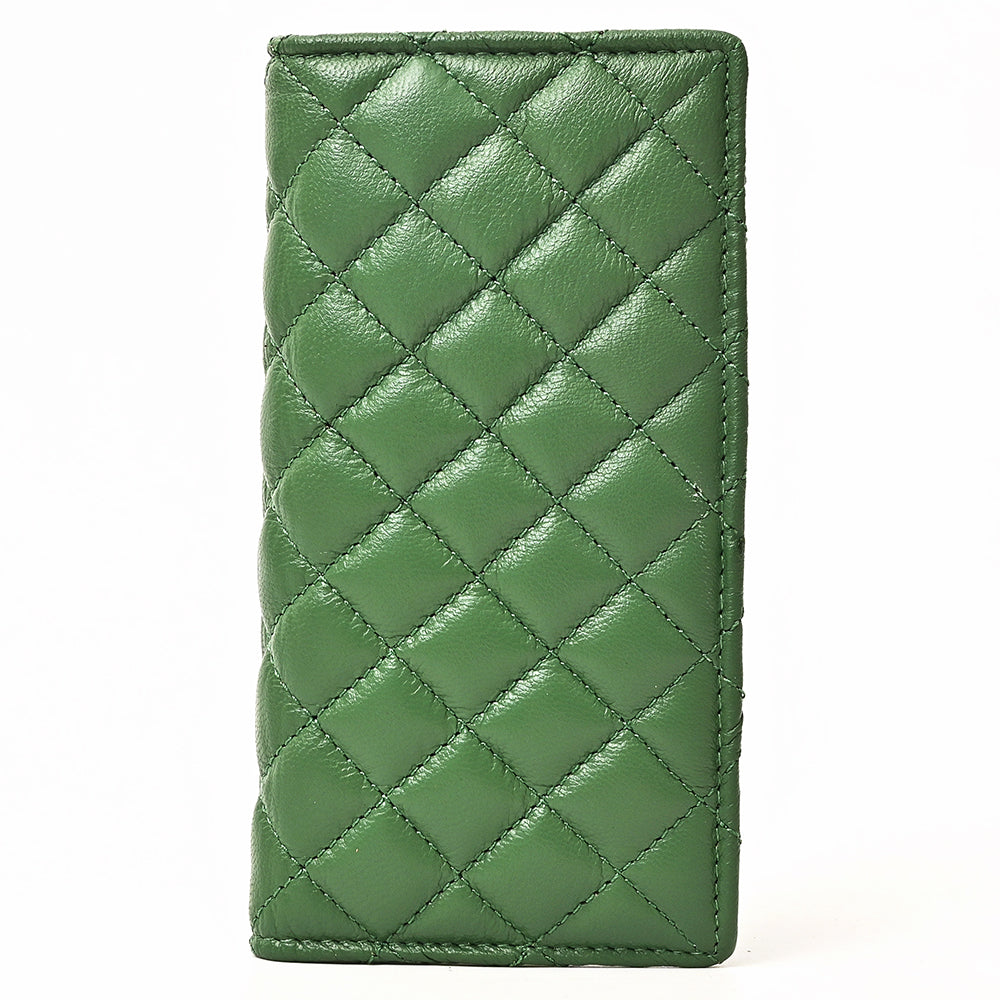 NMBGM221 Never Mind Diamond Quilted Leather Long Bifold Wallet