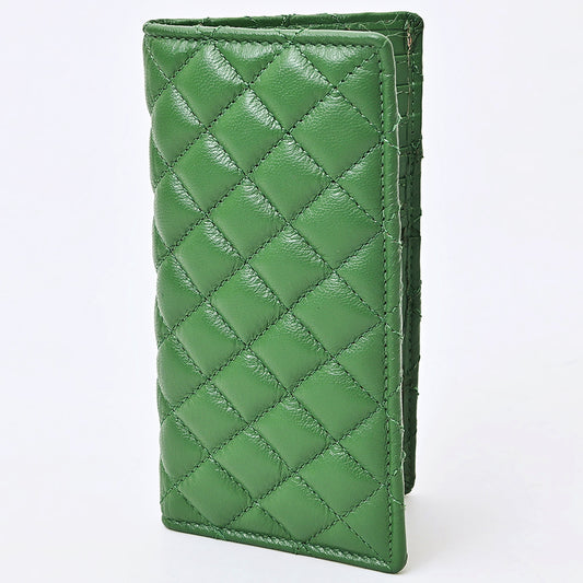 NMBGM221 Never Mind Diamond Quilted Leather Long Bifold Wallet