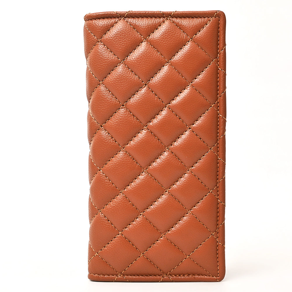 NMBGM221 Never Mind Diamond Quilted Leather Long Bifold Wallet