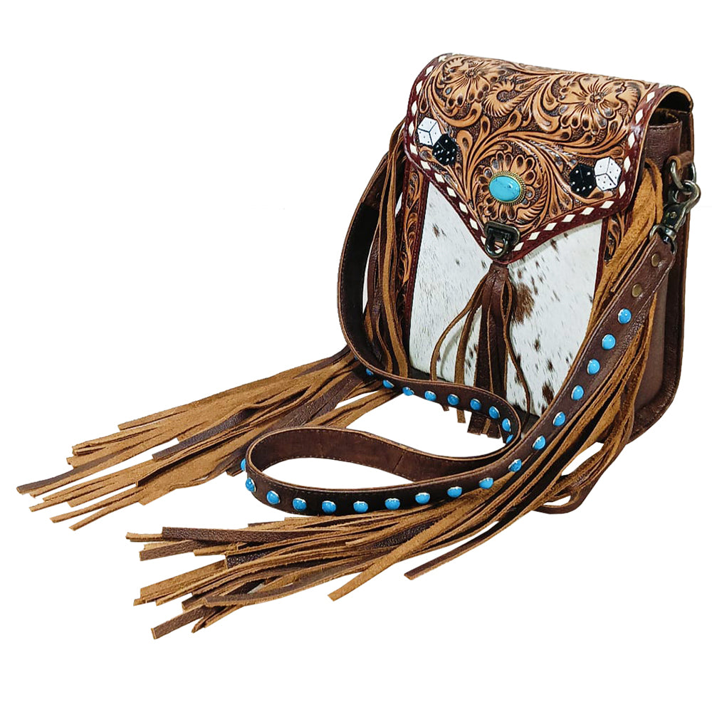 ADBG1910 Crossbody Hand Tooled Hair on Genuine Leather Women Bag