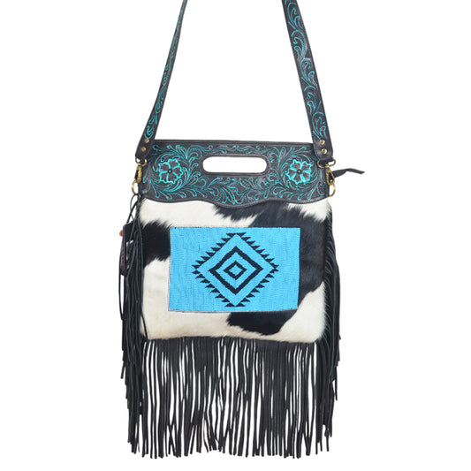 ADBGA1031 Clutch Hand Tooled Hair on Genuine Leather Women Bag