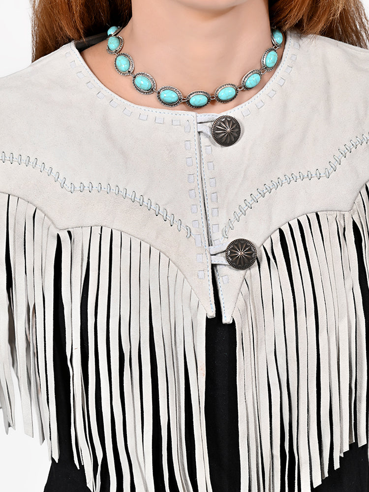ADDR027 American Darling Suede Leather Western Fringe Apparel Cape
