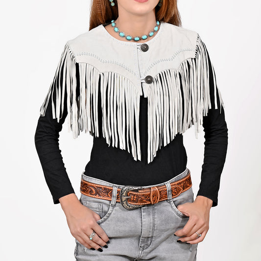 ADDR027 American Darling Suede Leather Western Fringe Apparel Cape