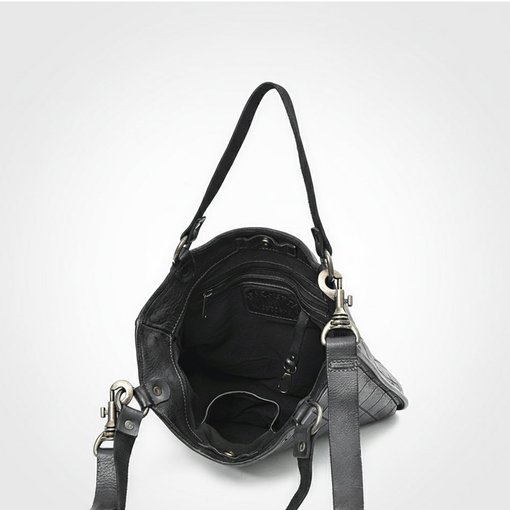 SWC476 Montina - Leather Grid-Stitched Tote